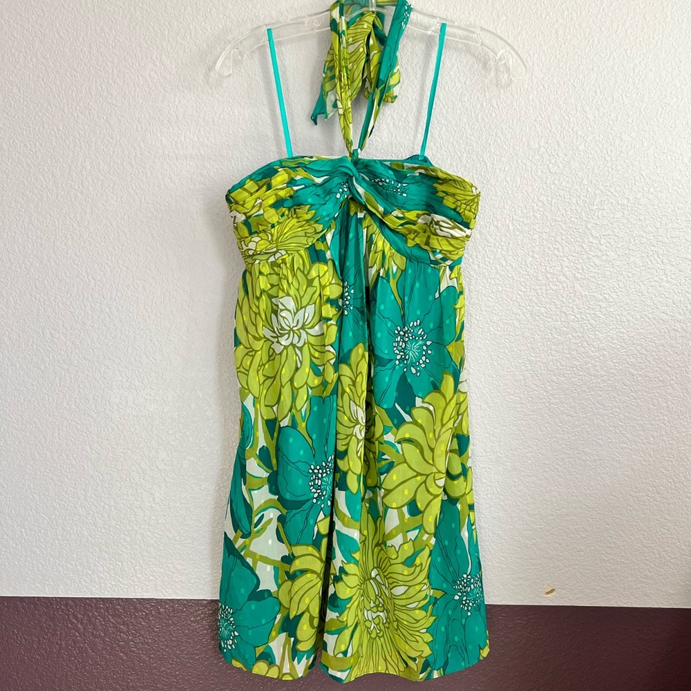 Ann Taylor floral print Summer dress. Tied behind neck.